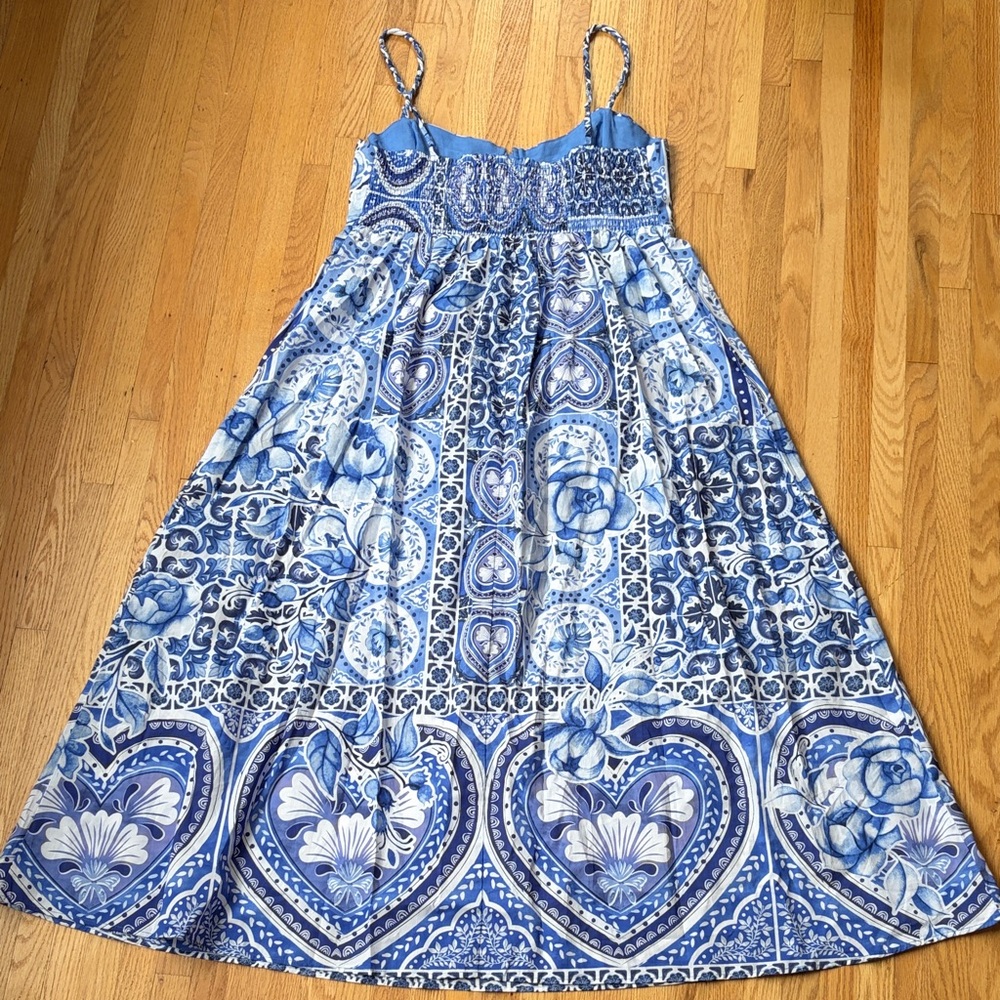 Caroline Constas Blue & White Printed Maxi Sundress with Spaghetti Straps - Picture 5 of 6